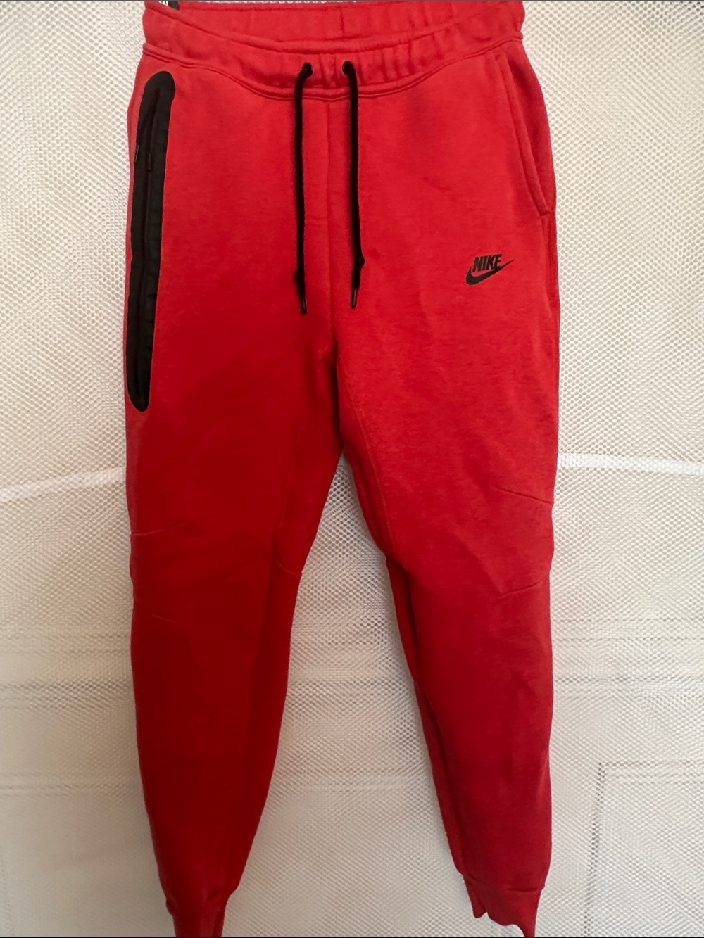 Nike Tech Heather Red Fleece Joggers with Black Trim